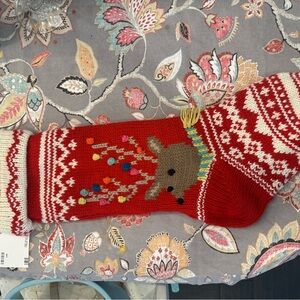 Pottery Barn Red and Cream Holiday Stocking